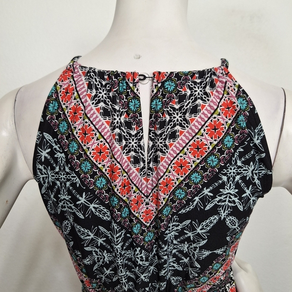 B. Calm Black Muti Keyhole Floral Boho Romantic Halter Neck Maxi Dress Size XL - Picture 10 of 13